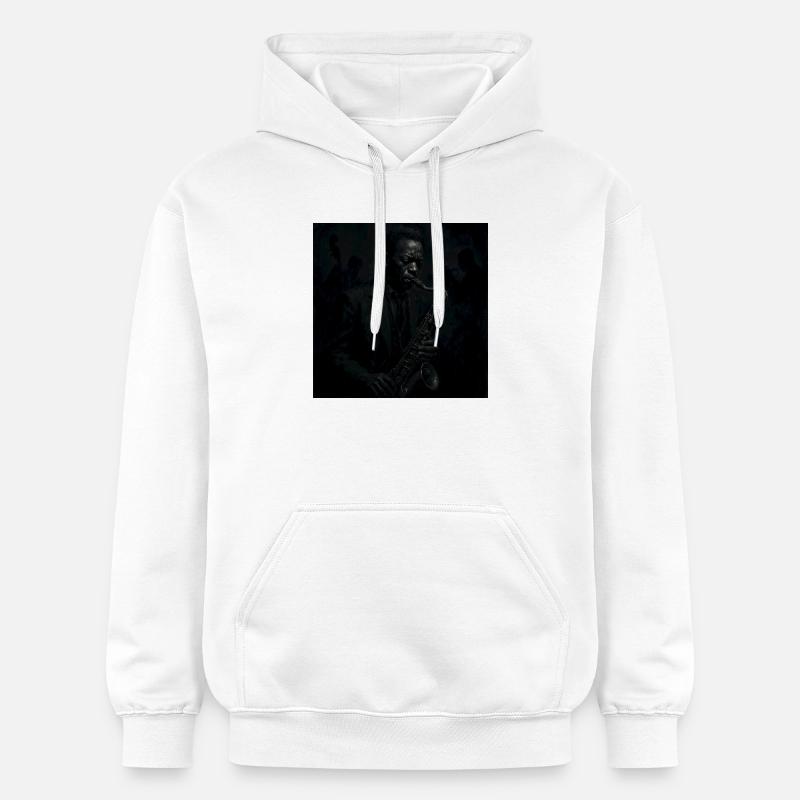 Saxophone nocturne en noir profond - Sweat à capuche Softstyle® Gildan Unisexe - blanc