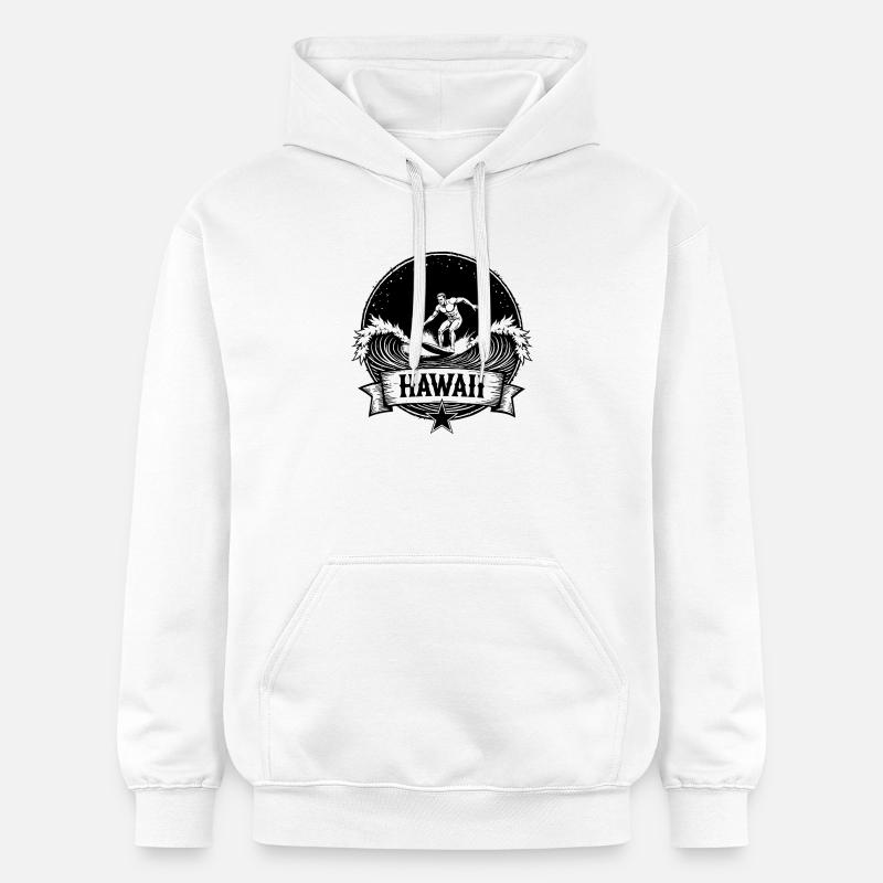 Hawaii Surfer Surfer sur Pacific Wave - Sweat à capuche Softstyle® Gildan Unisexe - blanc