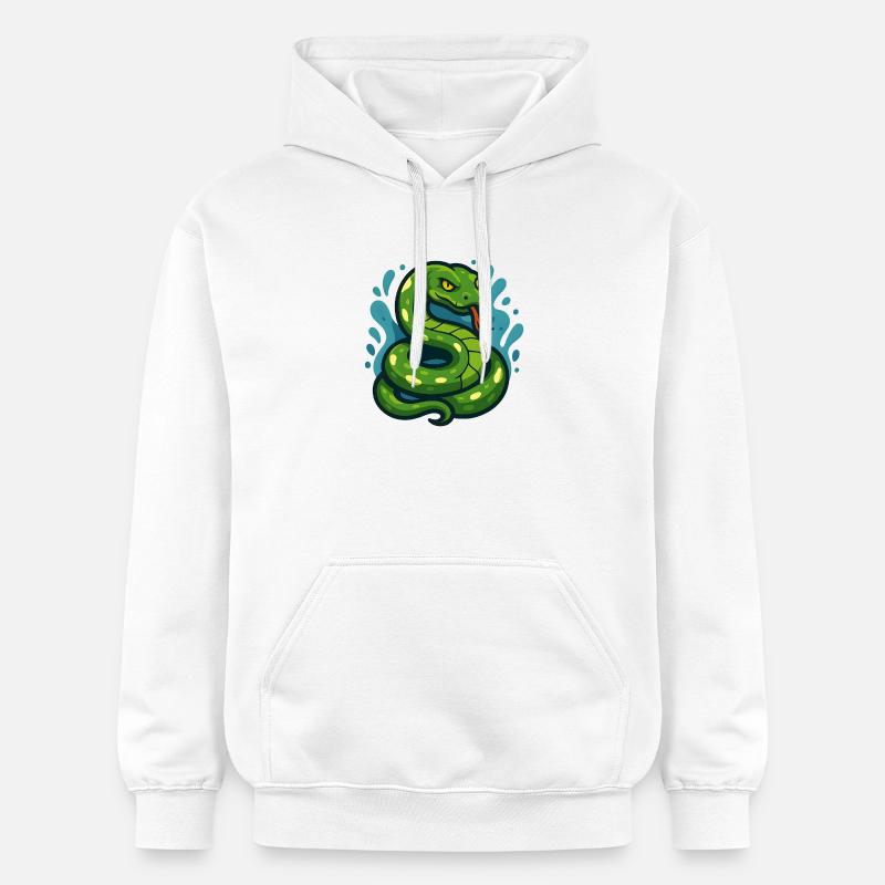Green Tree Python Snake in Wave - Gildan Unisex Softstyle® Midweight Hoodie - white