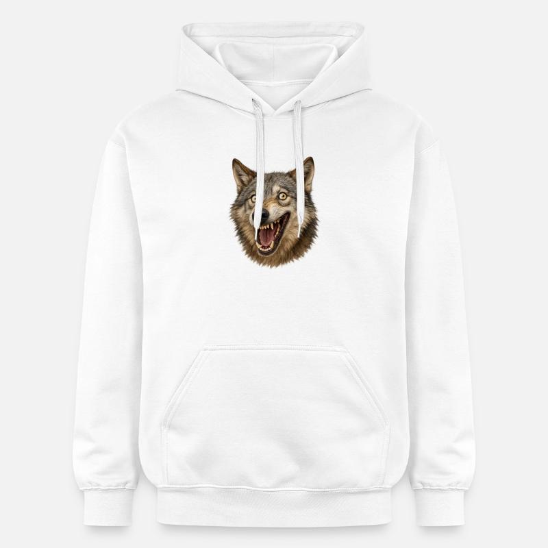 Tête de loup Bouche sauvage - Sweat à capuche Softstyle® Gildan Unisexe - blanc