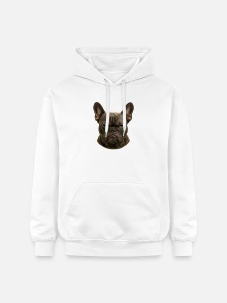 Serious Franz Bulldog Head - Gildan Unisex Softstyle® Midweight Hoodie - white