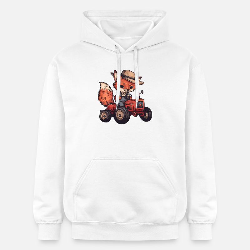 Fox Tractor Farmer - Sweat à capuche Softstyle® Gildan Unisexe - blanc