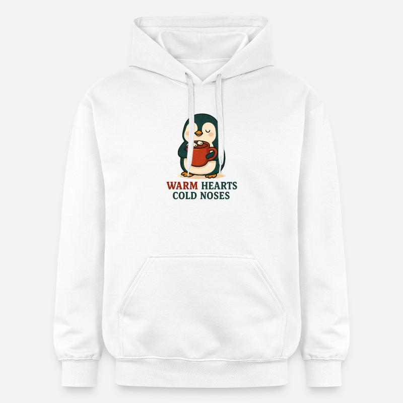 Pingouin câlin avec tasse chaude - Sweat à capuche Softstyle® Gildan Unisexe - blanc