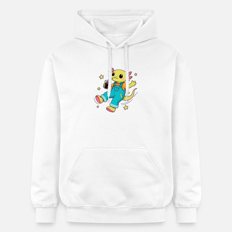 Axolotl joyeux flottant dans l'espace - Sweat à capuche Softstyle® Gildan Unisexe - blanc