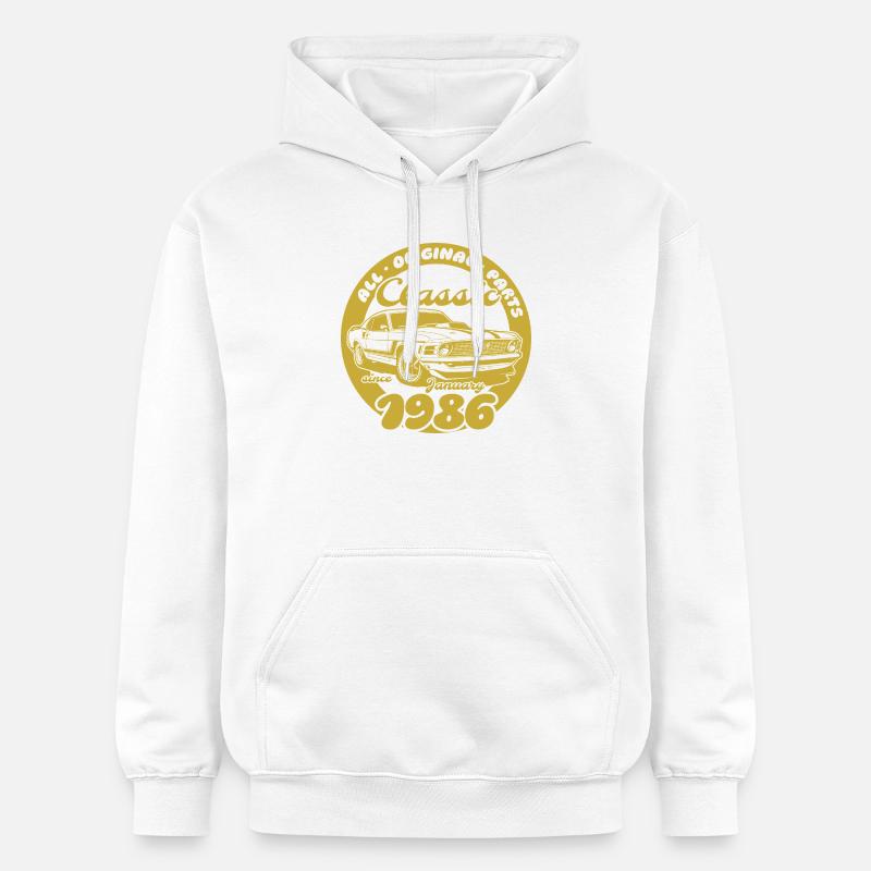 40e anniversaire - Classic Musclecar 01/1986 - Sweat à capuche Softstyle® Gildan Unisexe - blanc