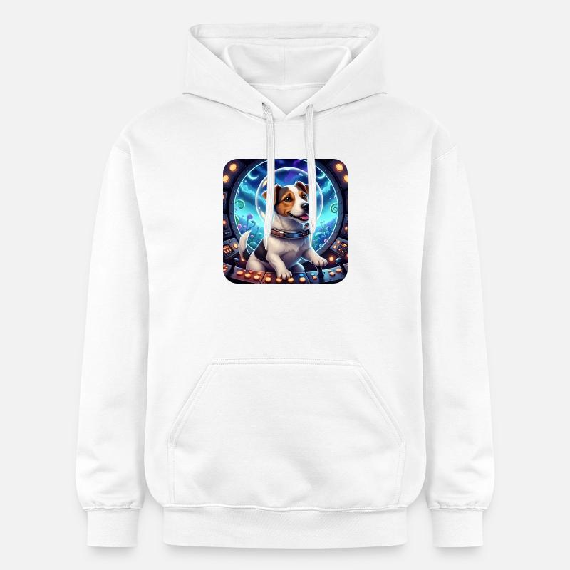 Chiot Cosmique dans la capsule spatiale - Sweat à capuche Softstyle® Gildan Unisexe - blanc