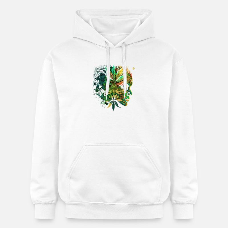 Visage du cannabis psychédélique - Sweat à capuche Softstyle® Gildan Unisexe - blanc