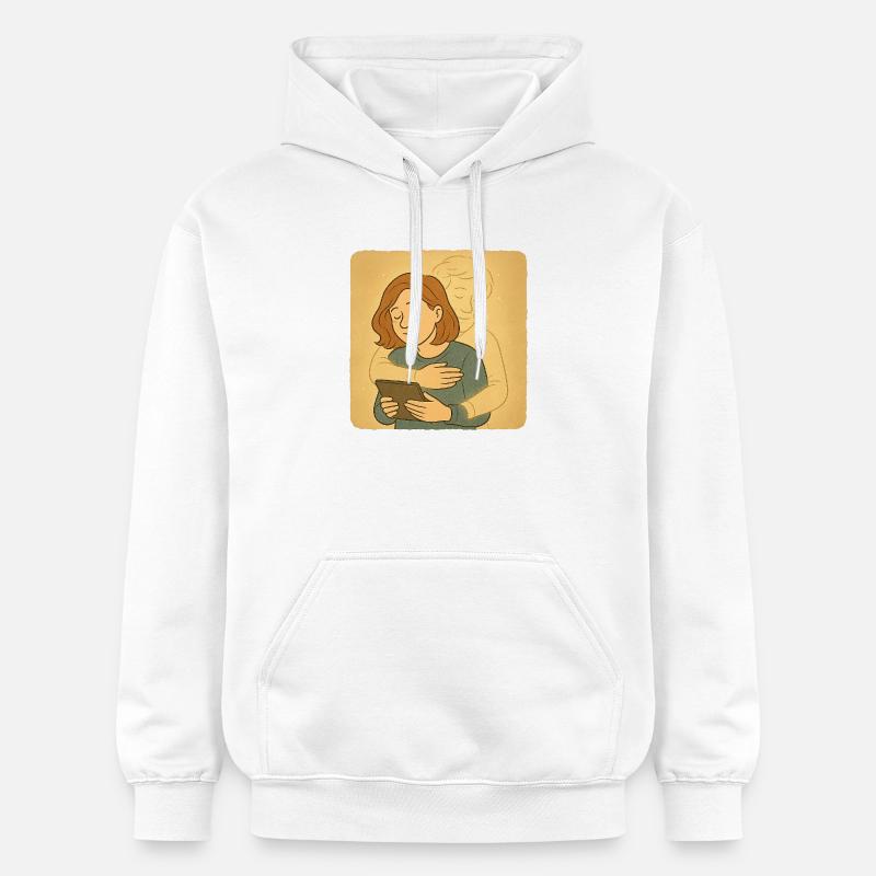 Câlin virtuel pour moi - Sweat à capuche Softstyle® Gildan Unisexe - blanc