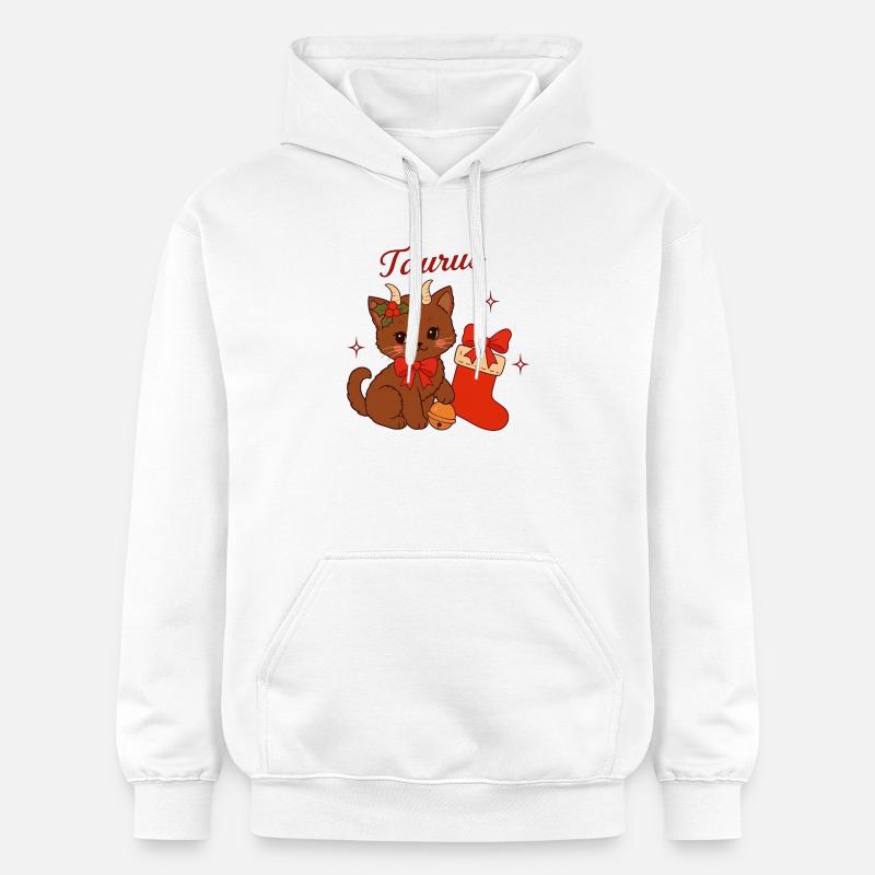Chat Taureau Noël : Chat taureau mignon - Sweat à capuche Softstyle® Gildan Unisexe - blanc