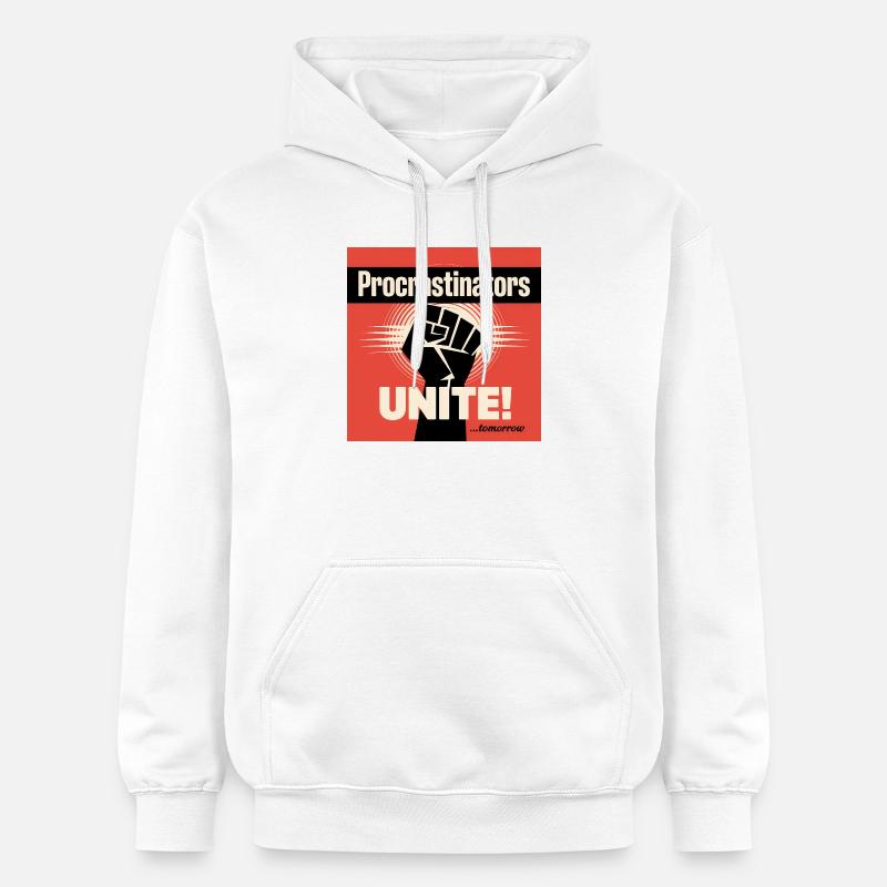 Les procrastinateurs s’unissent... Demain - Procrastique drôle - Sweat à capuche Softstyle® Gildan Unisexe - blanc
