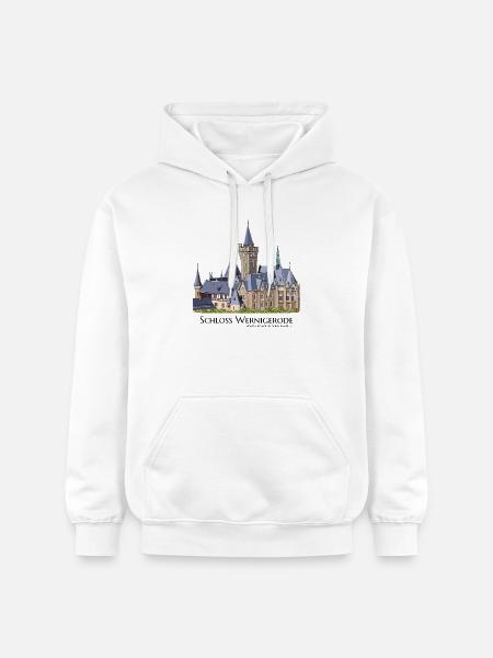 Schloss Wernigerode im Harz, Handzeichnung - Gildan Unisex Softstyle® Midweight Hoodie - Weiß