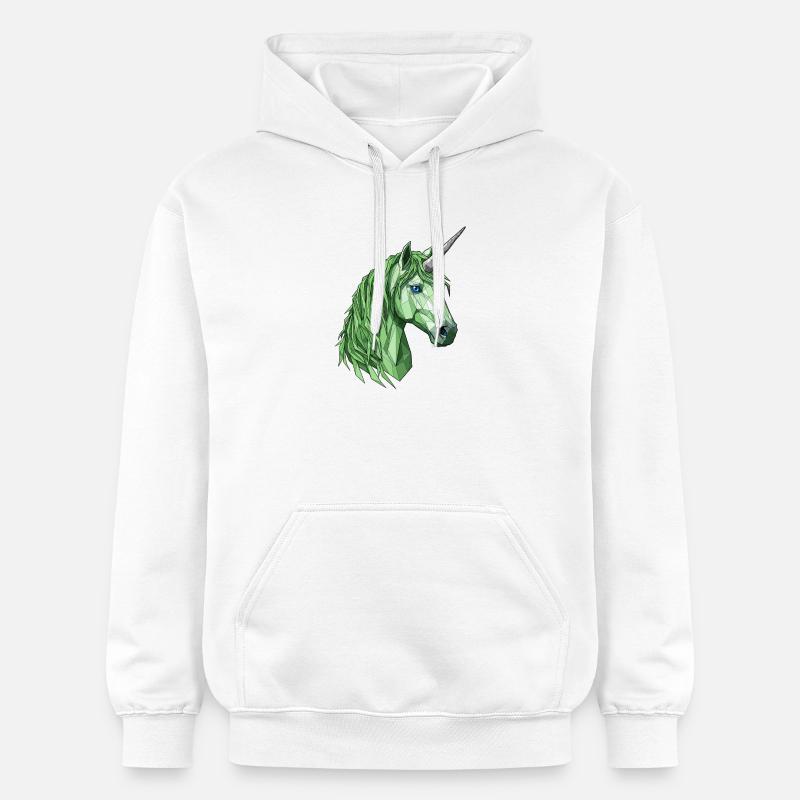 Licorne polygonale verte - Sweat à capuche Softstyle® Gildan Unisexe - blanc