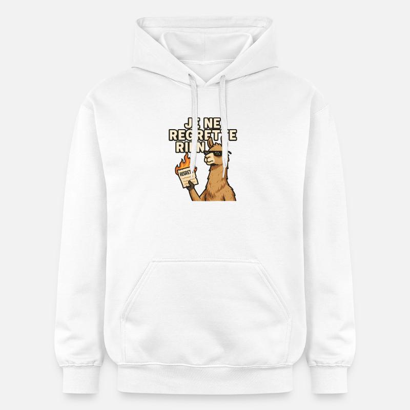Lama rebel Je ne regrette rien - Sweat à capuche Softstyle® Gildan Unisexe - blanc
