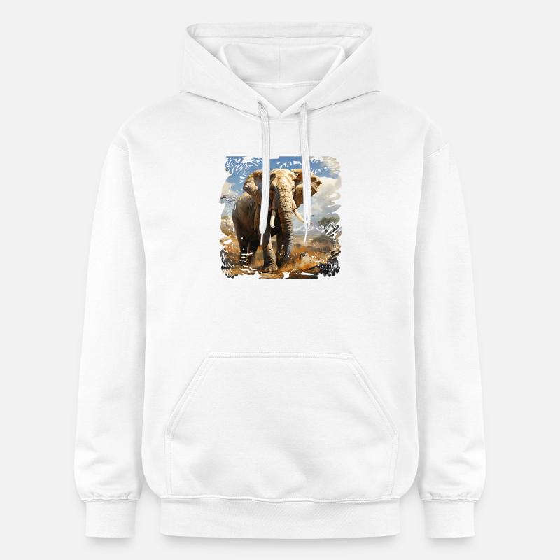 Éléphant africain en lumière - Sweat à capuche Softstyle® Gildan Unisexe - blanc