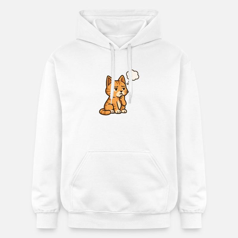 Chat-Réfléchi - Sweat à capuche Softstyle® Gildan Unisexe - blanc