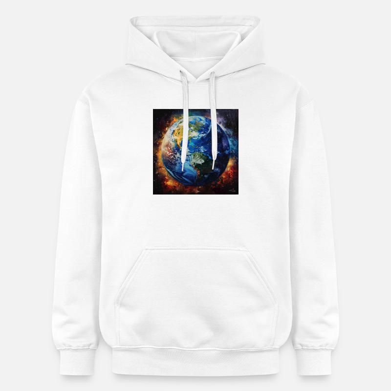 La Terre dans le Feu Cosmique - Sweat à capuche Softstyle® Gildan Unisexe - blanc