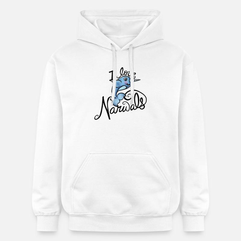 Illustration de l’amour des narvals - Sweat à capuche Softstyle® Gildan Unisexe - blanc