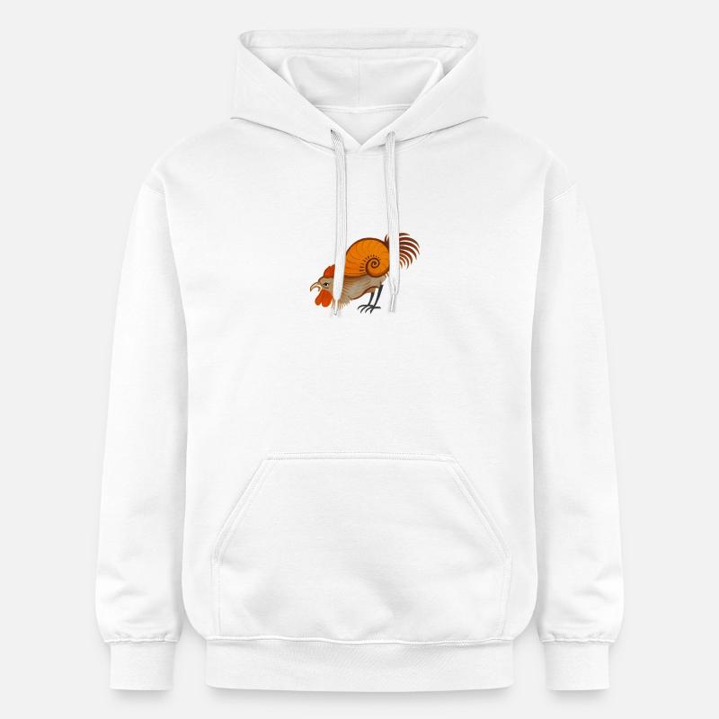 Coq médiéval – Créature stylisée - Sweat à capuche Softstyle® Gildan Unisexe - blanc