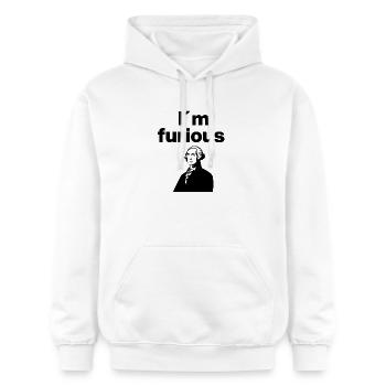 Je suis furieux à propos de la politique - Sweat à capuche Softstyle® Gildan Unisexe - blanc - Devant - Liana (172cm) & Jaron (178cm)