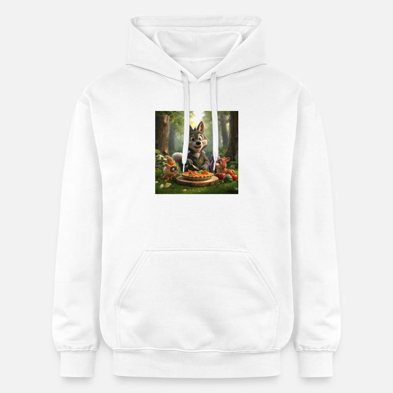 loup, loup gris, loup peluche - Sweat à capuche Softstyle® Gildan Unisexe - blanc