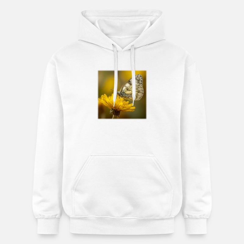 Papillon blanc sur fleur jaune - Sweat à capuche Softstyle® Gildan Unisexe - blanc