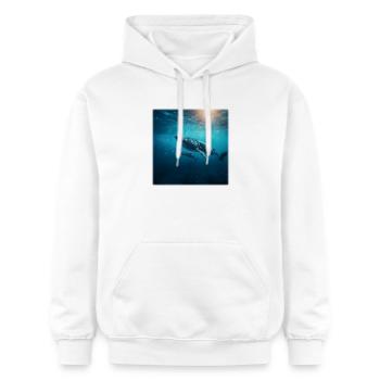 Walhai Mutter mit Baby Unterwasser Natur - Gildan Unisex Softstyle® Midweight Hoodie - Weiß - Vorne - Liana (172cm) & Jaron (178cm)