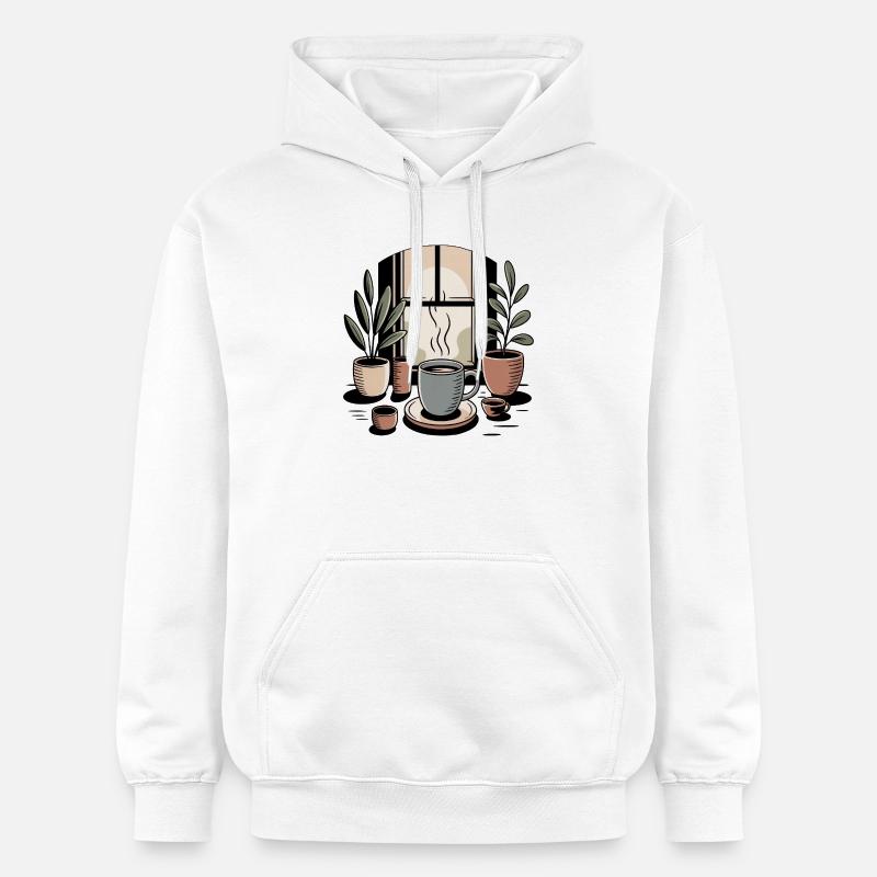 Café Vie Simple Tranquillité Anti Emphasement - Sweat à capuche Softstyle® Gildan Unisexe - blanc