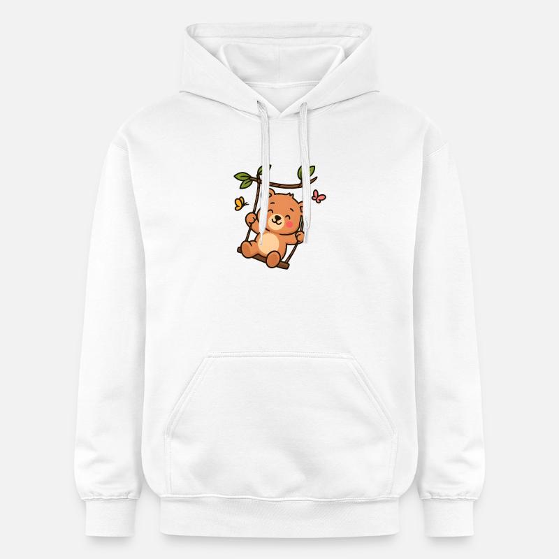 Petit ours en balançoire - Sweat à capuche Softstyle® Gildan Unisexe - blanc