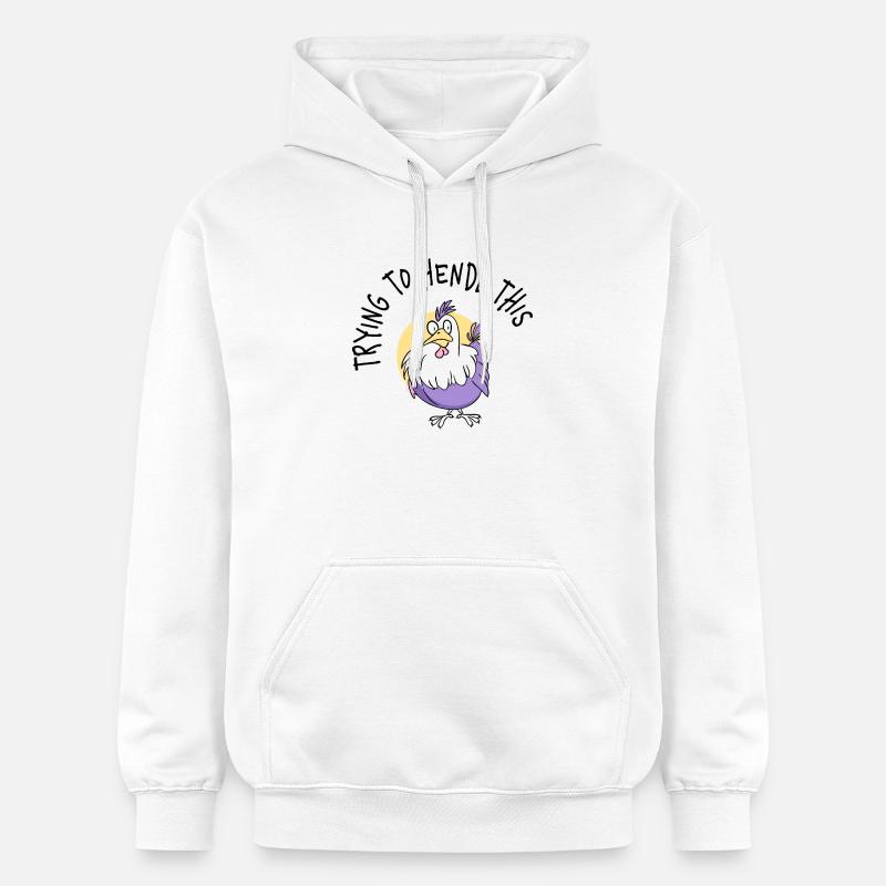 Porte-bonheur Velcro de poulet violet - Sweat à capuche Softstyle® Gildan Unisexe - blanc