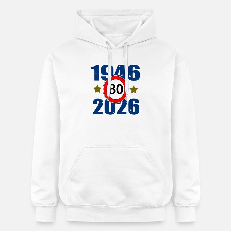 80e anniversaire 1946–2026 - Sweat à capuche Softstyle® Gildan Unisexe - blanc
