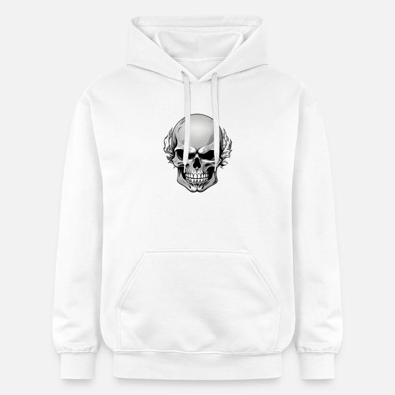 Schädel mit dunklem Blattkranz - Gildan Unisex Softstyle® Midweight Hoodie - Weiß