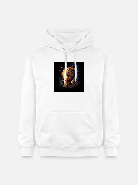 Solløve med måner og udbrud - Gildan Softstyle® Midweight unisex-hoodie - hvid