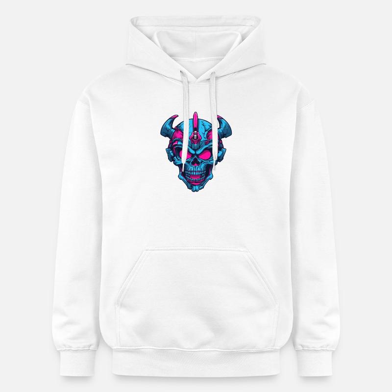 Crâne Démoniaque Néon - Sweat à capuche Softstyle® Gildan Unisexe - blanc