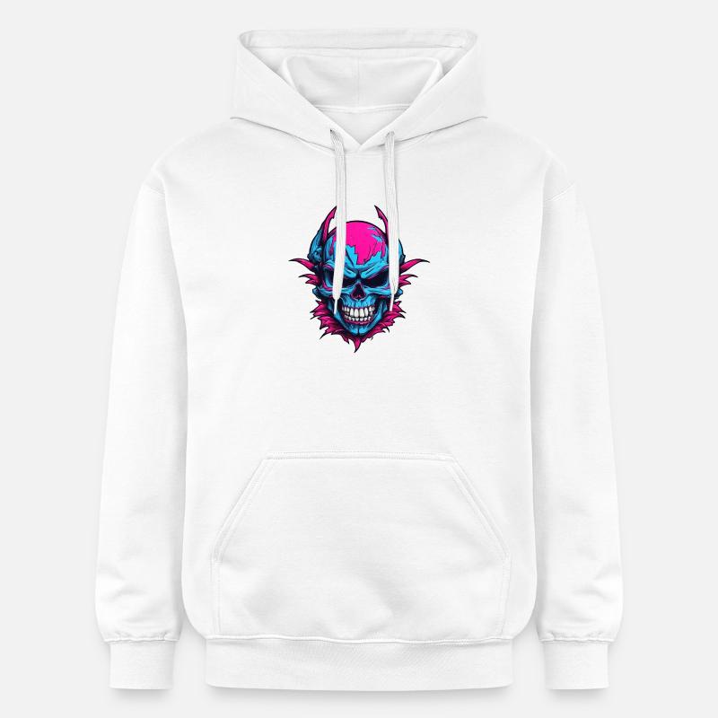 Neon Devil's Skull - Gildan Unisex Softstyle® Midweight Hoodie - white
