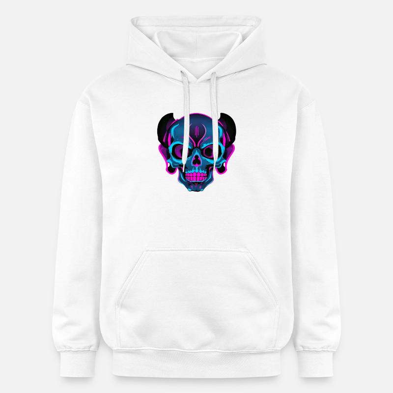 Crâne néon avec casque - Sweat à capuche Softstyle® Gildan Unisexe - blanc