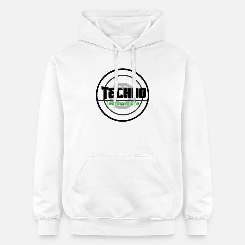 Logo néon Techno is Life - Sweat à capuche Softstyle® Gildan Unisexe - blanc
