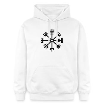 Vegvisir Wikinger Symbol – Nordisches Schutzzeiche - Gildan Unisex Softstyle® Midweight Hoodie - Weiß - Vorne - Liana (172cm) & Jaron (178cm)