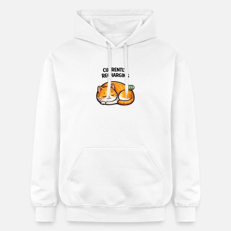 Sommeil chargé par le chat - Sweat à capuche Softstyle® Gildan Unisexe - blanc