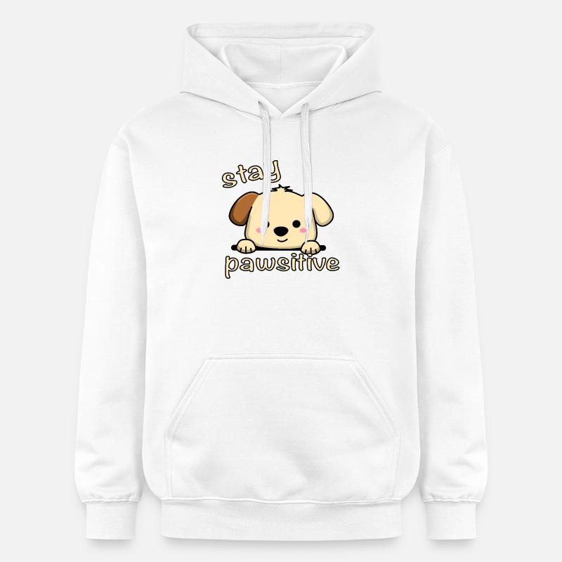 Restez Pawsitive - Sweat à capuche Softstyle® Gildan Unisexe - blanc