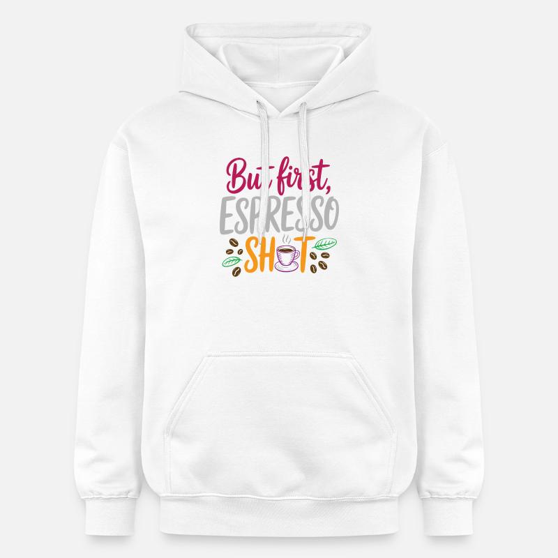 Mais le premier shot d’espresso - Sweat à capuche Softstyle® Gildan Unisexe - blanc