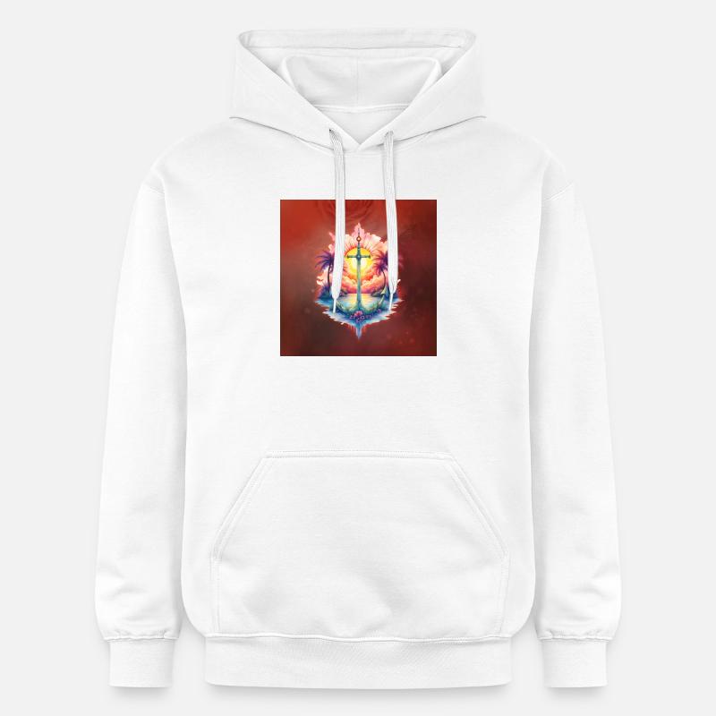 Ancre solaire dans un paradis tropical - Sweat à capuche Softstyle® Gildan Unisexe - blanc
