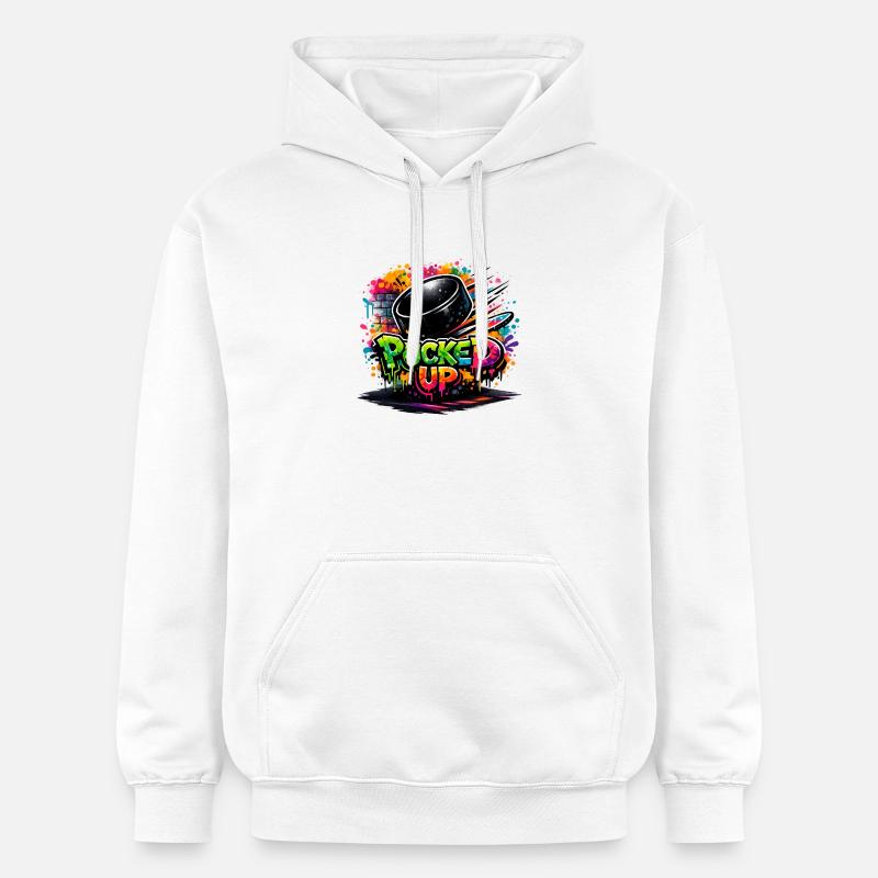 Puck de graffiti complètement déformé - Sweat à capuche Softstyle® Gildan Unisexe - blanc