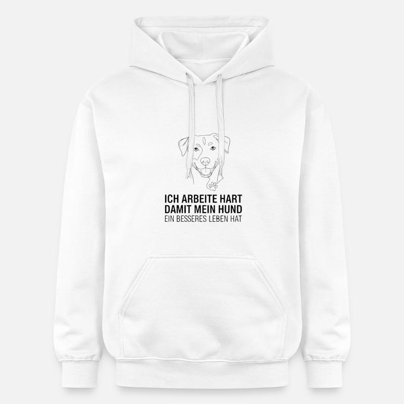 Je travaille dur pour mon chien - Sweat à capuche Softstyle® Gildan Unisexe - blanc
