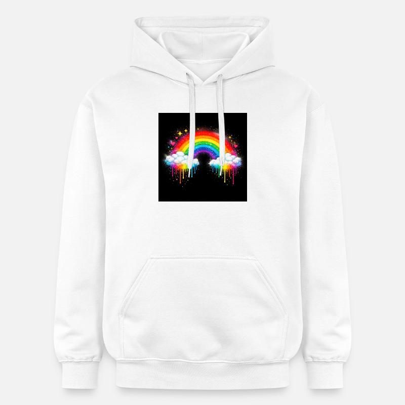 Chute de graffiti de nuages arc-en-ciel - Sweat à capuche Softstyle® Gildan Unisexe - blanc