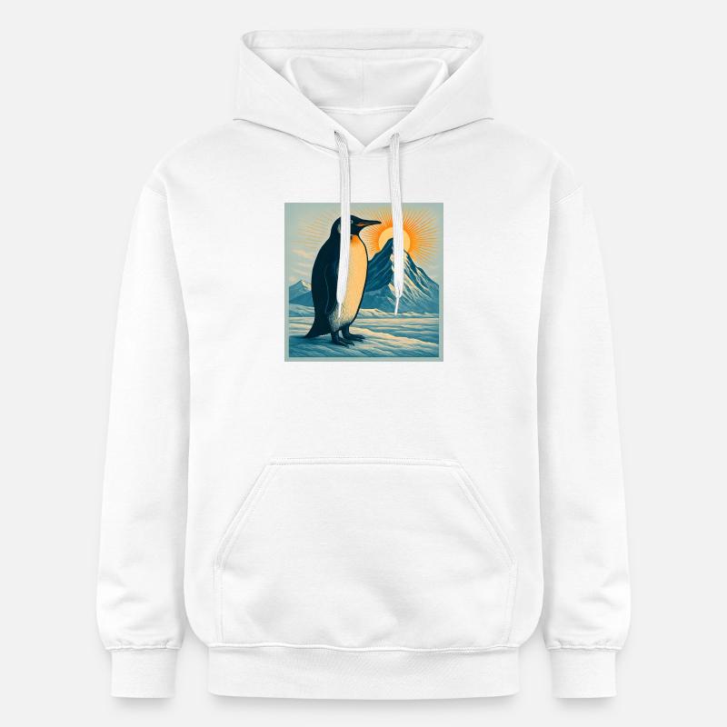Penguin Sonnenaufgang über Eisbergen - Sweat à capuche Softstyle® Gildan Unisexe - blanc