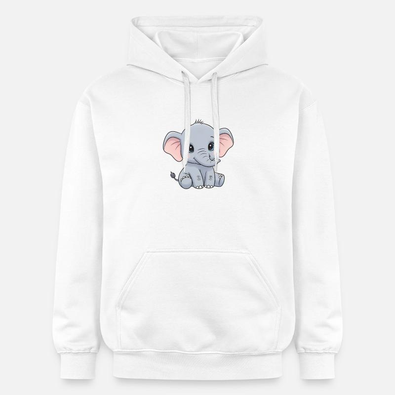Dessin animé câlin bébé éléphant - Sweat à capuche Softstyle® Gildan Unisexe - blanc