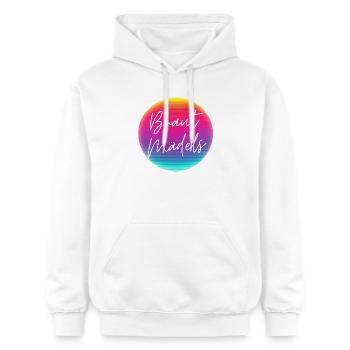 Braut-Mädels! Cool Neon Kreis Personalisierbar - Gildan Unisex Softstyle® Midweight Hoodie - Weiß - Vorne - Liana (172cm) & Jaron (178cm)