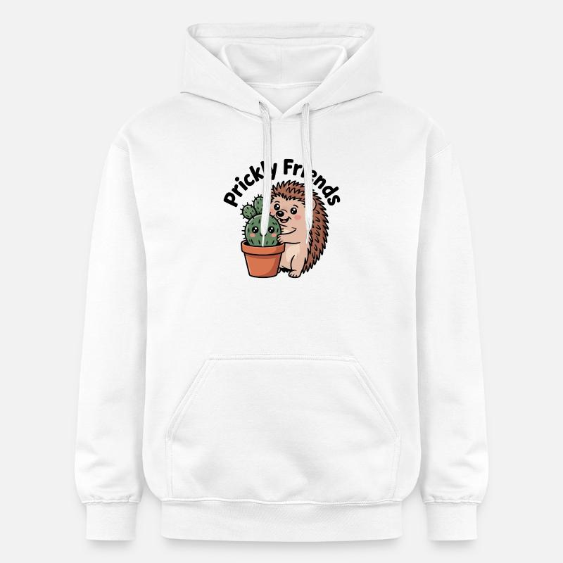 Hérisson accueillant les cactus - Sweat à capuche Softstyle® Gildan Unisexe - blanc