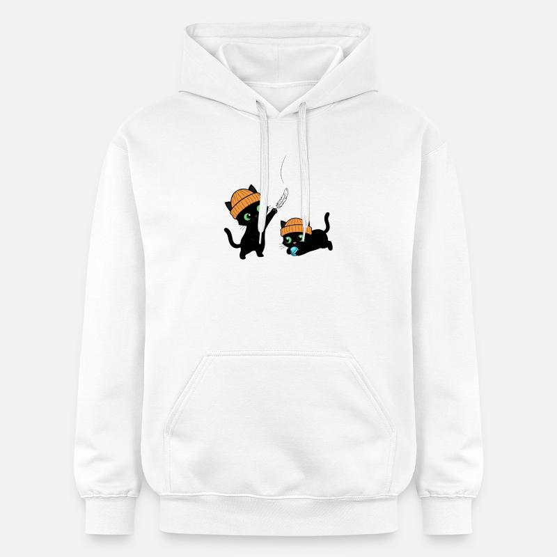 Deux mignons chatons qui jouent. Unique. - Sweat à capuche Softstyle® Gildan Unisexe - blanc