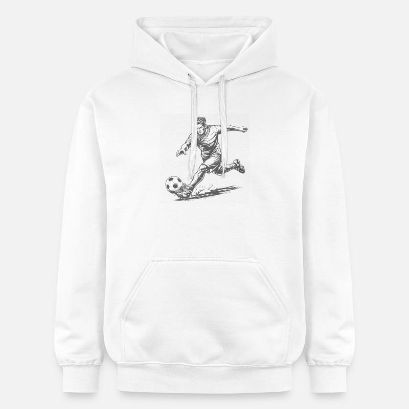 Footballeur dynamique dans le style comique - Sweat à capuche Softstyle® Gildan Unisexe - blanc
